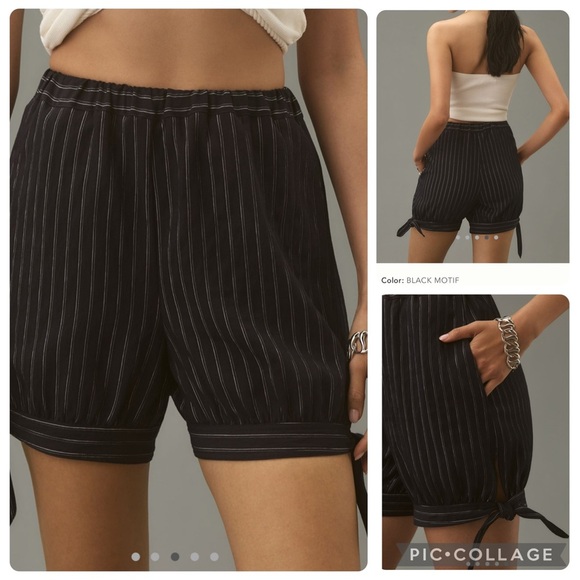NWT new large Anthropologie Maeve pinstripe bloomer shorts stripe navy blue - Picture 15 of 17